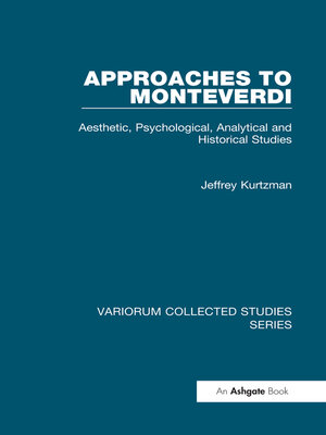 cover image of Approaches to Monteverdi